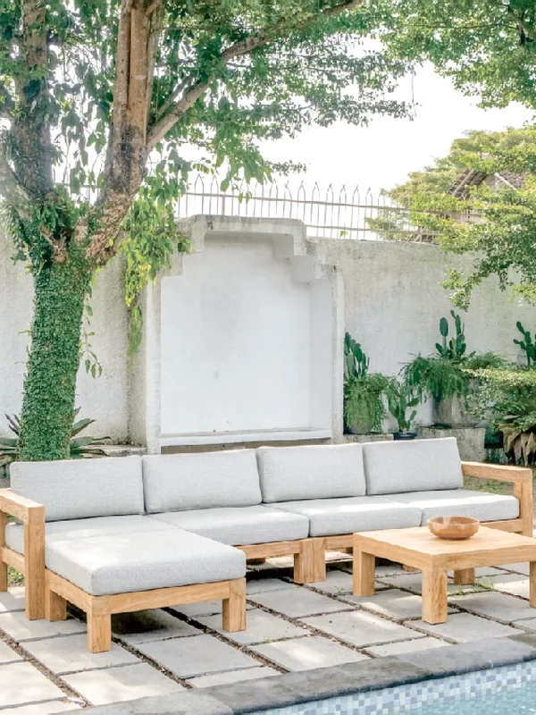 Teak outdoor lounge sofa for garden and terrace — Indonesia Outdoor catalog, ON SOURCING