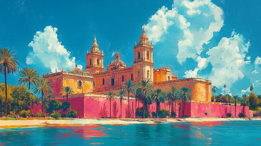 Palace Blue Sky — hand-painted canvas, ON ART, available in all sizes