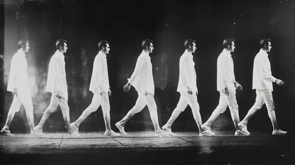 Walking Men — Noir — hand-painted canvas, ON ART, available in all sizes
