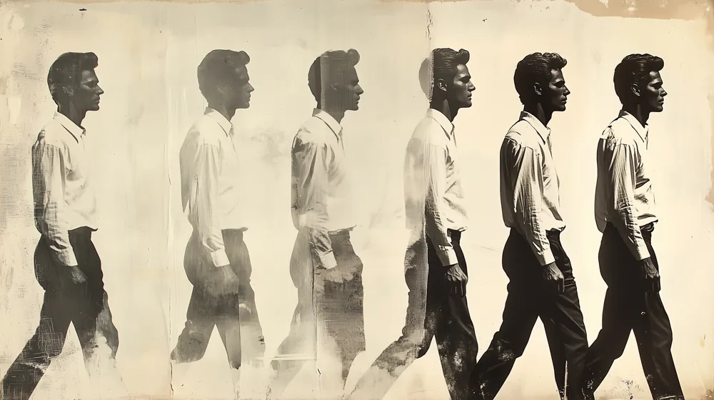 Walking Men — Sepia — hand-painted canvas, ON ART, available in all sizes