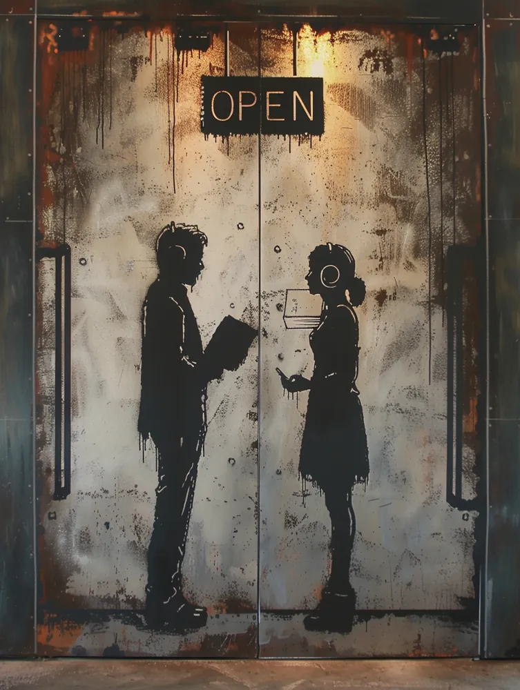 Open — hand-painted canvas, ON ART, available in all sizes