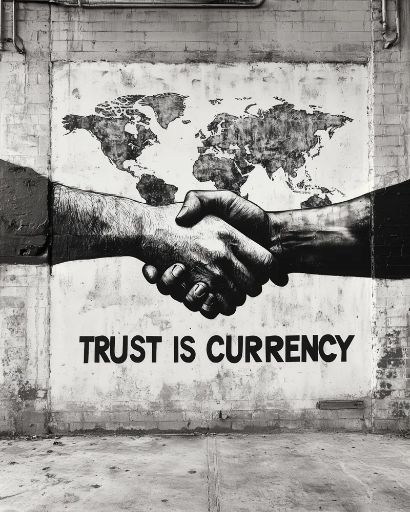 Trust Is Currency — hand-painted canvas, ON ART, available in all sizes