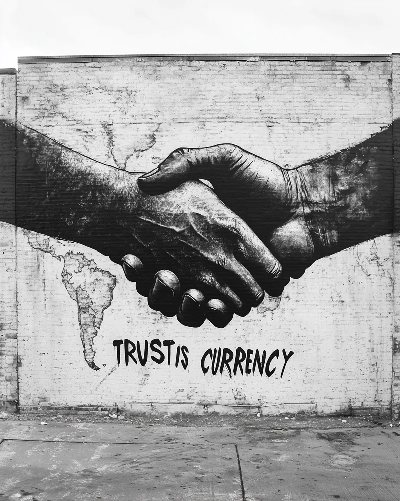Handshake — hand-painted canvas, ON ART, available in all sizes