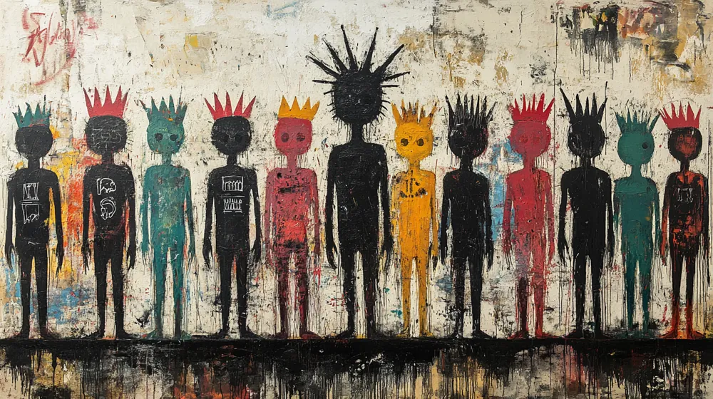 Crowned Crowd — hand-painted canvas, ON ART, available in all sizes