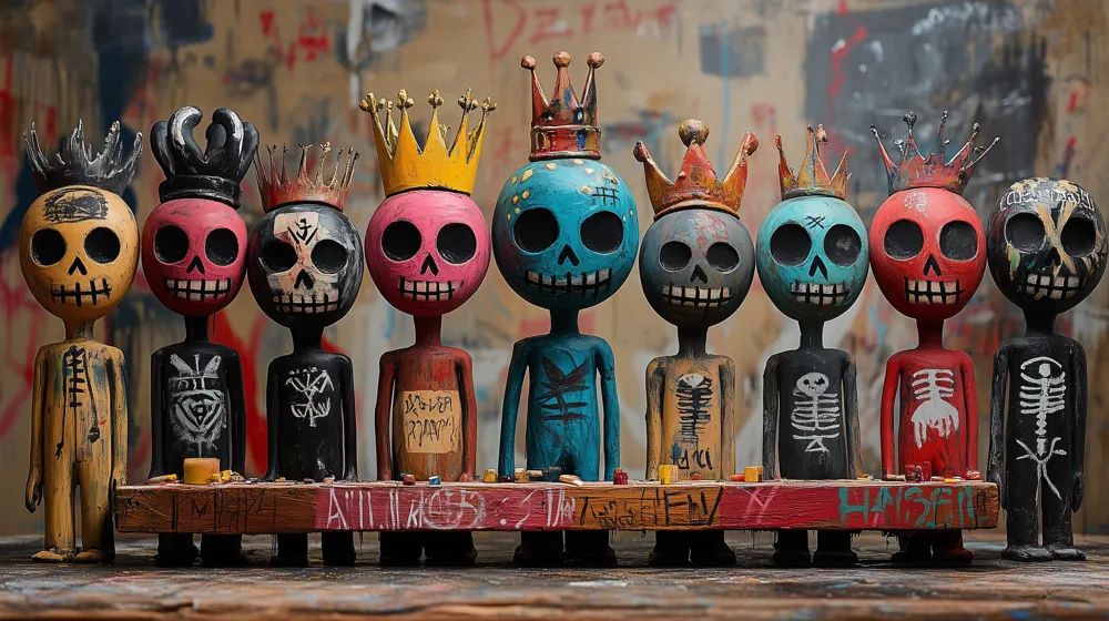 Skull Parade — hand-painted canvas, ON ART, available in all sizes