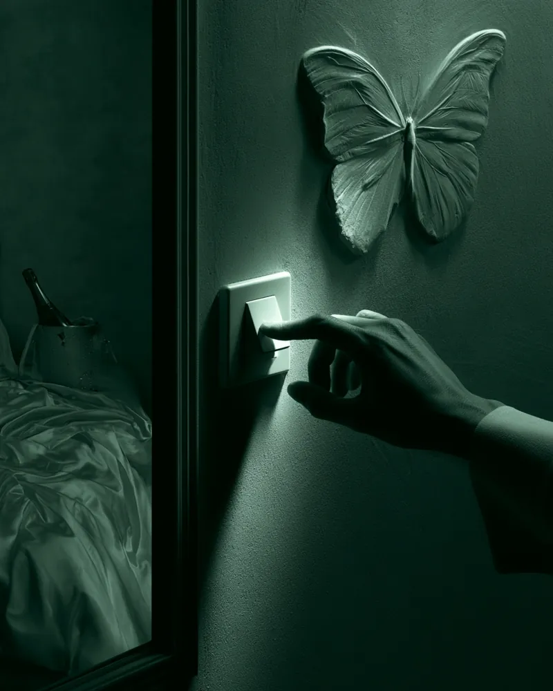 Switch & Butterfly — hand-painted canvas, ON ART, available in all sizes