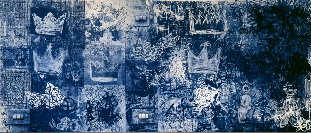 Blue Crowns — hand-painted canvas, ON ART, available in all sizes